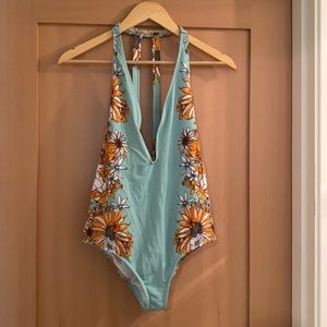 Floral halter top one piece